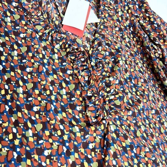 Q2 Shirt Womens Small Blouse Long Sleeve Edna Top NEW Multicolor Ruffle - Picture 6 of 12